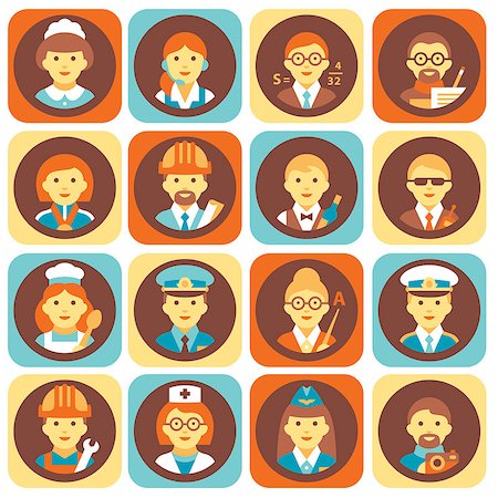 simsearch:400-08650576,k - Profession people vector illustration flat style, icon set Photographie de stock - Aubaine LD & Abonnement, Code: 400-08503791