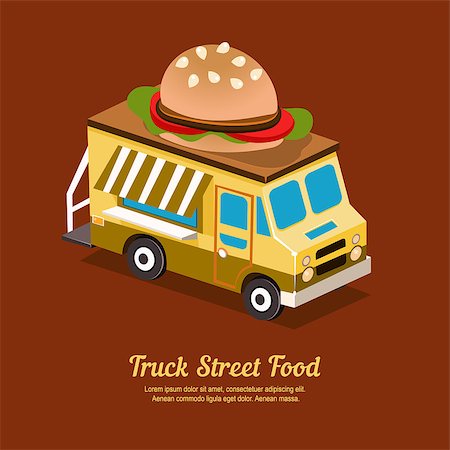 simsearch:400-08503801,k - Mobile food Van, Food Truck vector illustration Foto de stock - Royalty-Free Super Valor e Assinatura, Número: 400-08503803