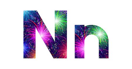 simsearch:400-08340538,k - Set of English letters signs uppercase and lowercase N, stylized colorful holiday firework with stars and flares, elements for web design. Eps10, contains transparencies. Vector Photographie de stock - Aubaine LD & Abonnement, Code: 400-08503837