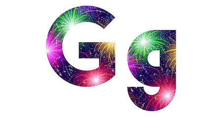 simsearch:400-08503845,k - Set of English letters signs uppercase and lowercase G, stylized colorful holiday firework with stars and flares, elements for web design. Eps10, contains transparencies. Vector Foto de stock - Royalty-Free Super Valor e Assinatura, Número: 400-08503839