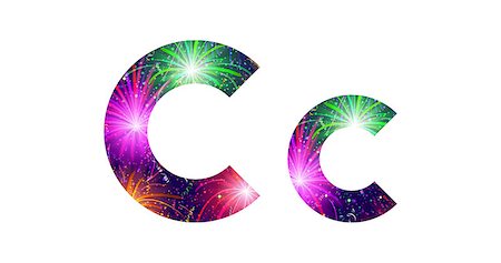 simsearch:400-08503840,k - Set of English letters signs uppercase and lowercase C, stylized colorful holiday firework with stars and flares, elements for web design. Eps10, contains transparencies. Vector Photographie de stock - Aubaine LD & Abonnement, Code: 400-08503844