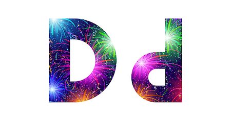 simsearch:400-08503840,k - Set of English letters signs uppercase and lowercase D stylized colorful holiday firework with stars and flares, elements for web design. Eps10, contains transparencies. Vector Photographie de stock - Aubaine LD & Abonnement, Code: 400-08503846