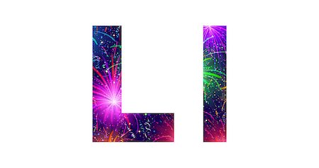 simsearch:400-08072648,k - Set of English letters signs uppercase and lowercase L, stylized colorful holiday firework with stars and flares, elements for web design. Eps10, contains transparencies. Vector Photographie de stock - Aubaine LD & Abonnement, Code: 400-08503849