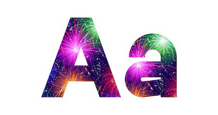 simsearch:400-08503845,k - Set of English letters signs uppercase and lowercase A, stylized colorful holiday firework with stars and flares, elements for web design. Eps10, contains transparencies. Vector Foto de stock - Royalty-Free Super Valor e Assinatura, Número: 400-08503840