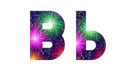 simsearch:400-08072648,k - Set of English letters signs uppercase and lowercase B, stylized colorful holiday firework with stars and flares, elements for web design. Eps10, contains transparencies. Vector Photographie de stock - Aubaine LD & Abonnement, Code: 400-08503842