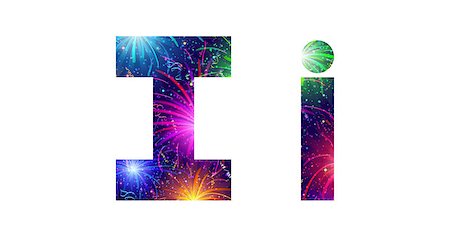 simsearch:400-08503845,k - Set of English letters signs uppercase and lowercase I, stylized colorful holiday firework with stars and flares, elements for web design. Eps10, contains transparencies. Vector Foto de stock - Royalty-Free Super Valor e Assinatura, Número: 400-08503843