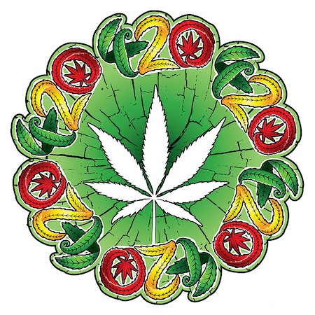 Marijuana cannabis leaf symbol stamp vector illustration Stock Photo - Budget Royalty-Free & Subscription, Code: 400-08503855