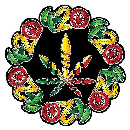 Marijuana cannabis leaf symbol stamp vector illustration Stock Photo - Budget Royalty-Free & Subscription, Code: 400-08503856
