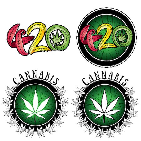 Marijuana cannabis leaf symbol stamp vector illustration Stock Photo - Budget Royalty-Free & Subscription, Code: 400-08503857