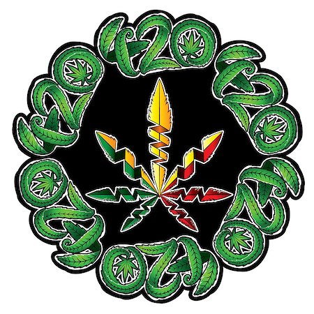 Marijuana cannabis leaf symbol stamp vector illustration Stock Photo - Budget Royalty-Free & Subscription, Code: 400-08503859