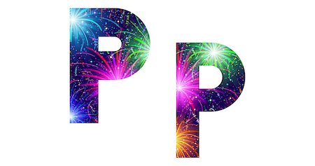 simsearch:400-08503845,k - Set of English letters signs uppercase and lowercase P, stylized colorful holiday firework with stars and flares, elements for web design. Eps10, contains transparencies. Vector Foto de stock - Royalty-Free Super Valor e Assinatura, Número: 400-08503851