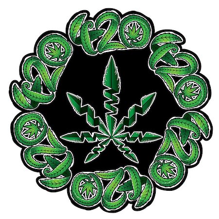 Marijuana green leaf symbol stamps vector illustration Stock Photo - Budget Royalty-Free & Subscription, Code: 400-08503860