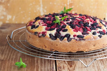 Mulberry and red currant cake. Shallow dof Stock Photo - Budget Royalty-Free & Subscription, Code: 400-08503909