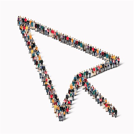 A large group of people in the shape of a sign of the cursor.  illustration. Photographie de stock - Aubaine LD & Abonnement, Code: 400-08528188