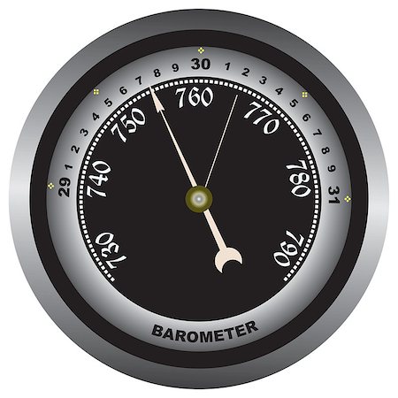 simsearch:400-04789714,k - Pointer instrument for measuring atmospheric pressure. Vector illustration. Stock Photo - Budget Royalty-Free & Subscription, Code: 400-08528580