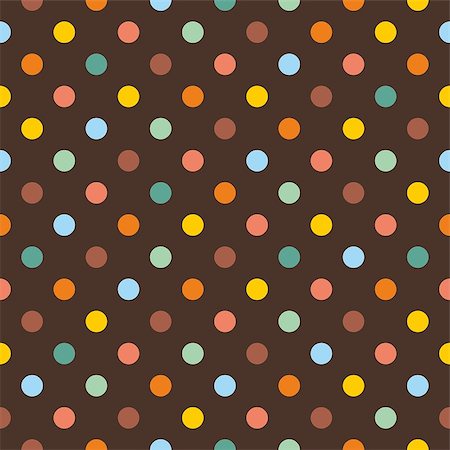 simsearch:400-07428310,k - Seamless vector pattern or texture with colorful polka dots on dark brown background. For invitations, websites wallpaper, desktop, baby shower card, background, party, web design, arts and scrapbooks Stock Photo - Budget Royalty-Free & Subscription, Code: 400-08528664