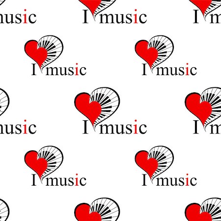 symbols modern art - seamless pattern with music heart with piano keys as a simbol love music. vector. music. Photographie de stock - Aubaine LD & Abonnement, Code: 400-08528689