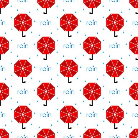 simsearch:400-08021518,k - seamless pattern red umbrella with blue drops rain. flat. vector Stock Photo - Budget Royalty-Free & Subscription, Code: 400-08528691