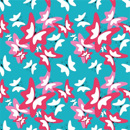 simsearch:400-08616887,k - blue  summer seamless pattern with pink red and white butterfly. vector Foto de stock - Super Valor sin royalties y Suscripción, Código: 400-08528692