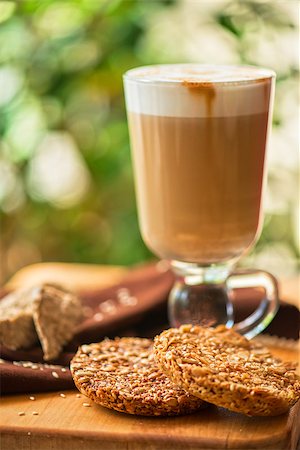simsearch:400-06142439,k - coffee latte cup with cookies closeup Stock Photo - Budget Royalty-Free & Subscription, Code: 400-08528859