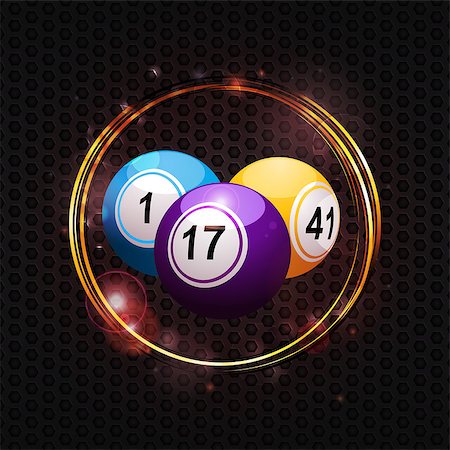 Bingo Balls in Golden Glowing Circle Over Metallic Honeycomb Background Stock Photo - Budget Royalty-Free & Subscription, Code: 400-08528924