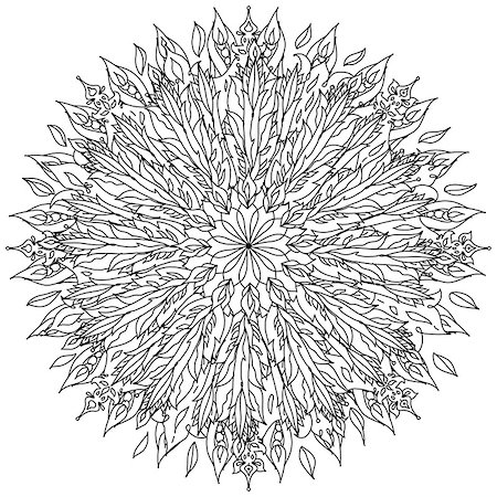 simsearch:400-08616791,k - Floral ornament. Art mandala style.  Black and white background. Could be use  for adult coloring book  in zentart style. Foto de stock - Super Valor sin royalties y Suscripción, Código: 400-08528942