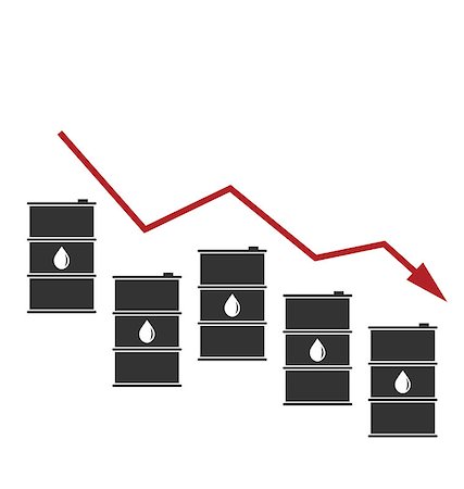 simsearch:400-08529010,k - Illustration Concept of Oil Prices Down, Black Barrels and Graph Growth - Vector Photographie de stock - Aubaine LD & Abonnement, Code: 400-08529011