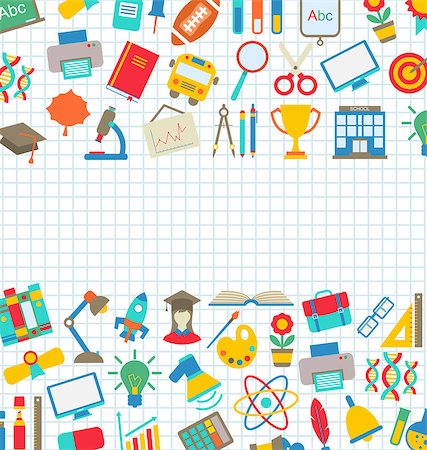 simsearch:400-08155384,k - Illustration Collection of School Colorful Icons, Wallpaper for School - Vector Stock Photo - Budget Royalty-Free & Subscription, Code: 400-08529023