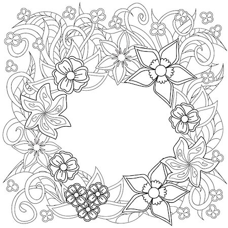 simsearch:400-08647106,k - Hand drawn decorated image with flower and herb. Zentangle style. Henna Paisley flowers Mehndi. Image for coloring  page, tatoo. Vector illustration - eps 10. Foto de stock - Super Valor sin royalties y Suscripción, Código: 400-08529051