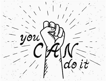 You can do it handwritten text with human fist. Design element for motivation and inspirational poster, t-shirt and bags, invitations and cards. Handdrawn lettering quote isolated on white background Stock Photo - Budget Royalty-Free & Subscription, Code: 400-08529243