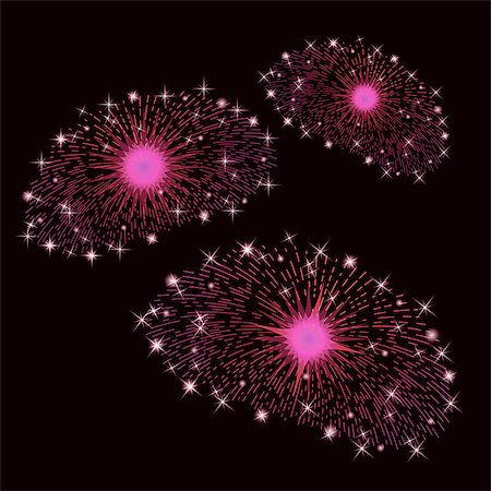simsearch:400-05706439,k - Set of Pink Fireworks Isolated on Black Background Foto de stock - Royalty-Free Super Valor e Assinatura, Número: 400-08529546
