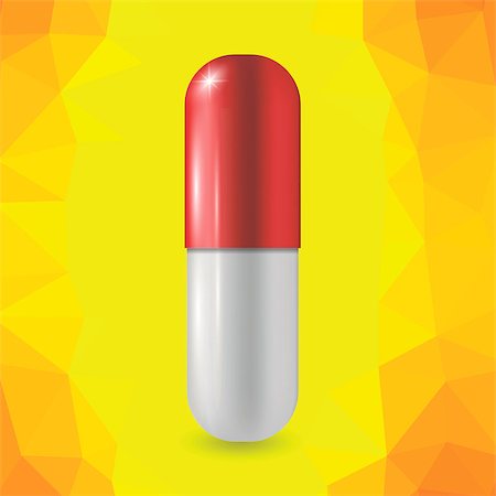 simsearch:400-07994748,k - Red Pill Isolated on Yellow Polygonal Background Photographie de stock - Aubaine LD & Abonnement, Code: 400-08529549