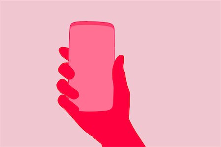 simsearch:400-08501429,k - Smartphone. Female hand holding smartphone in hand. Illustration in pink. Woman and technology, feminine technology. Photographie de stock - Aubaine LD & Abonnement, Code: 400-08529609