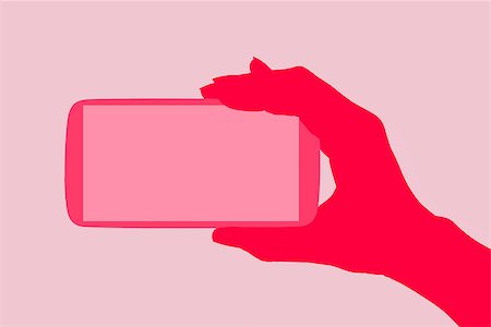 simsearch:400-08501429,k - Smartphone. Female hand holding smartphone in hand. Illustration in pink. Woman and technology, feminine technology. Photographie de stock - Aubaine LD & Abonnement, Code: 400-08529615