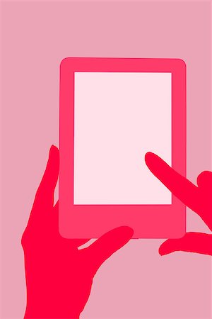 simsearch:400-08501429,k - Female hand touching a tablet. Reading, education and learning concept. Illustration. Photographie de stock - Aubaine LD & Abonnement, Code: 400-08529610