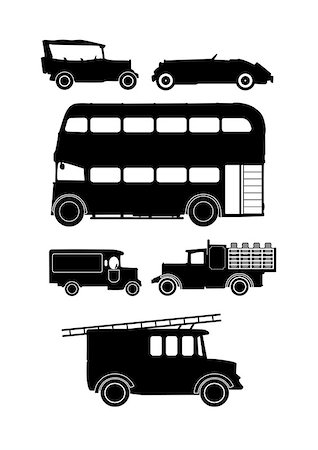 collection of vintage vintage vehicle silhouettes Stock Photo - Budget Royalty-Free & Subscription, Code: 400-08529665