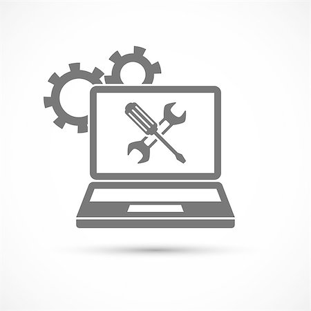 simsearch:400-05244427,k - Computing Service Icon. Technical support, computer repair service Stock Photo - Budget Royalty-Free & Subscription, Code: 400-08529695