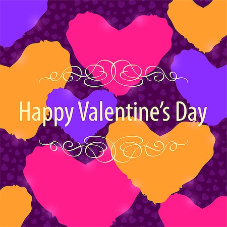 simsearch:400-06630484,k - Happy Valentine's Day Background with Pink Purple Yellow Hearts Stock Photo - Budget Royalty-Free & Subscription, Code: 400-08530030