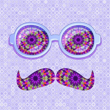 simsearch:400-07570271,k - Colorful Glasses and Mustaches with Floral Pattern. Vector Retro Background Photographie de stock - Aubaine LD & Abonnement, Code: 400-08530068