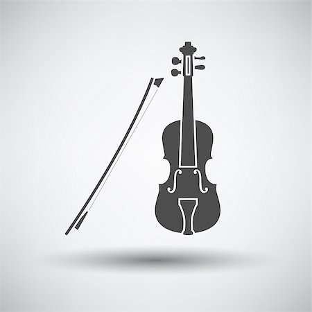 Violin icon on gray background with round shadow. Vector illustration. Fotografie stock - Microstock e Abbonamento, Codice: 400-08530110