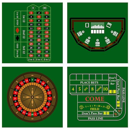 simsearch:400-04273908,k - Casino set on green background. Vector illustration. Foto de stock - Royalty-Free Super Valor e Assinatura, Número: 400-08530139