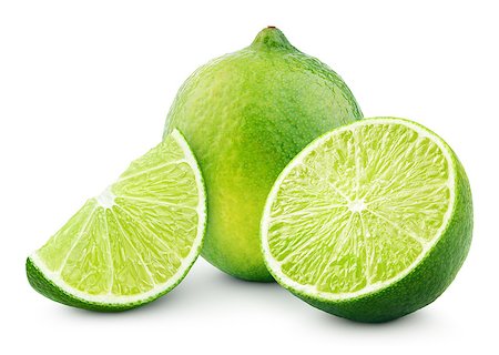 Citrus lime fruit with slice and half isolated on white background with clipping path Stock Photo - Budget Royalty-Free & Subscription, Code: 400-08530260