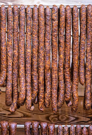 Handmade sausages at display at the foodmarket Stock Photo - Budget Royalty-Free & Subscription, Code: 400-08530355