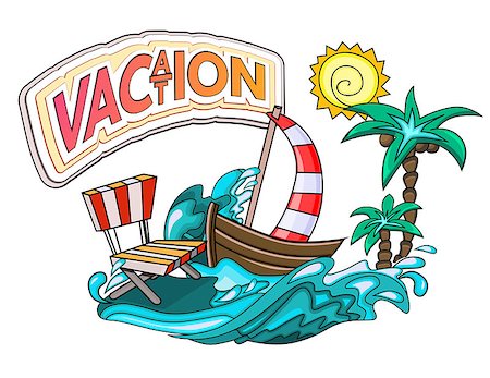 simsearch:400-06067620,k - Cartoon style. Voyage and travel. Ship with sun and the sea. Vacation vector illustration Stock Photo - Budget Royalty-Free & Subscription, Code: 400-08530454