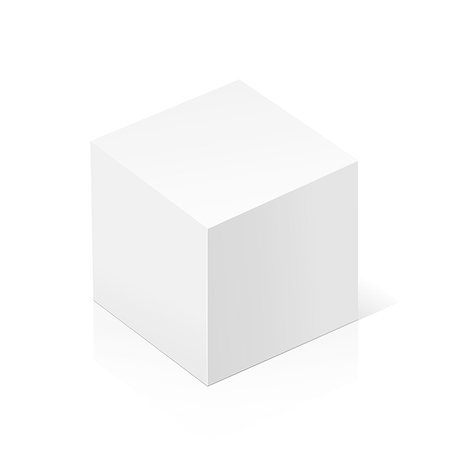 White realistic 3D box. Object isolated on white background. Template vector illustration for trade, stand or packaging design. Rectangle Foto de stock - Royalty-Free Super Valor e Assinatura, Número: 400-08530467