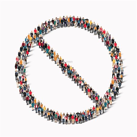 A large group of people in the shape of a stop sign ban. illustration. Stock Photo - Budget Royalty-Free & Subscription, Code: 400-08530542