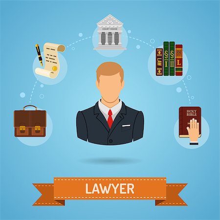 simsearch:400-08624071,k - Crime and Punishment Concept in Flat style icons such as Lawyer, Briefcase, Court House and Law Books. Vector for Brochure, Web Site and Advertising. Stock Photo - Budget Royalty-Free & Subscription, Code: 400-08530689