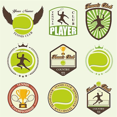 football court images - Vector illustration of various stylized tennis icons Foto de stock - Super Valor sin royalties y Suscripción, Código: 400-08530749