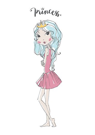 simsearch:400-08050357,k - Beautiful princess girl, romantic girl vector illustration, cute girl, fashion concept, woman posing Stock Photo - Budget Royalty-Free & Subscription, Code: 400-08530793