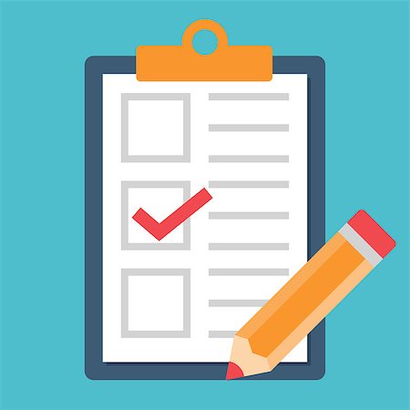 Checklist with tick and pencil icon. Vector Form Photographie de stock - Aubaine LD & Abonnement, Code: 400-08530804